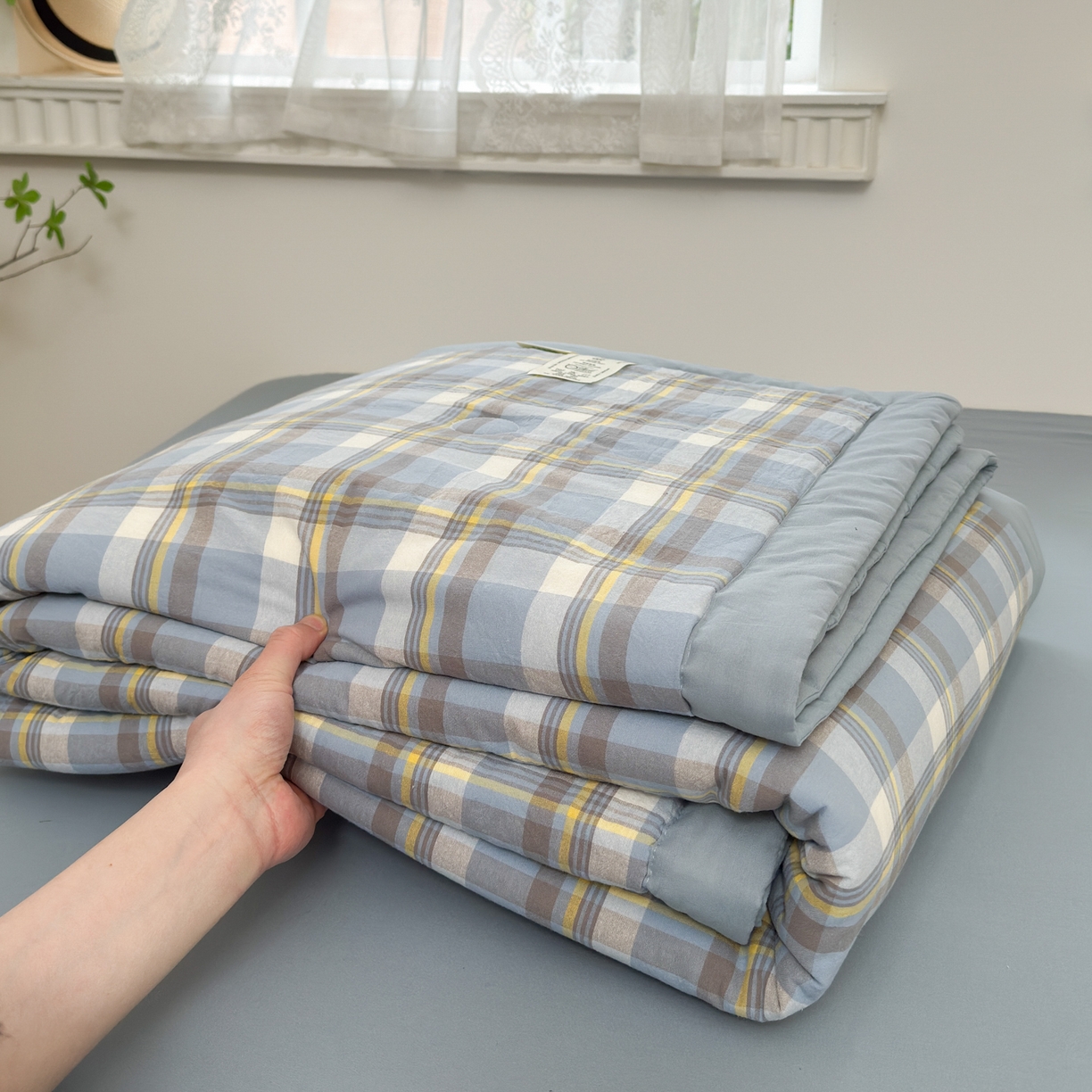 91家纺网 家纺一手货源 找家纺 雯雨家纺 2026新款A类全棉色织里外全棉夏被 莫尼兰