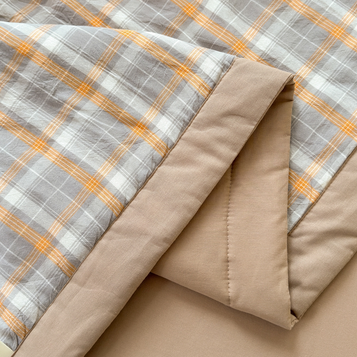 91家纺网 家纺一手货源 找家纺 雯雨家纺 2026新款A类全棉色织里外全棉夏被 南国灰