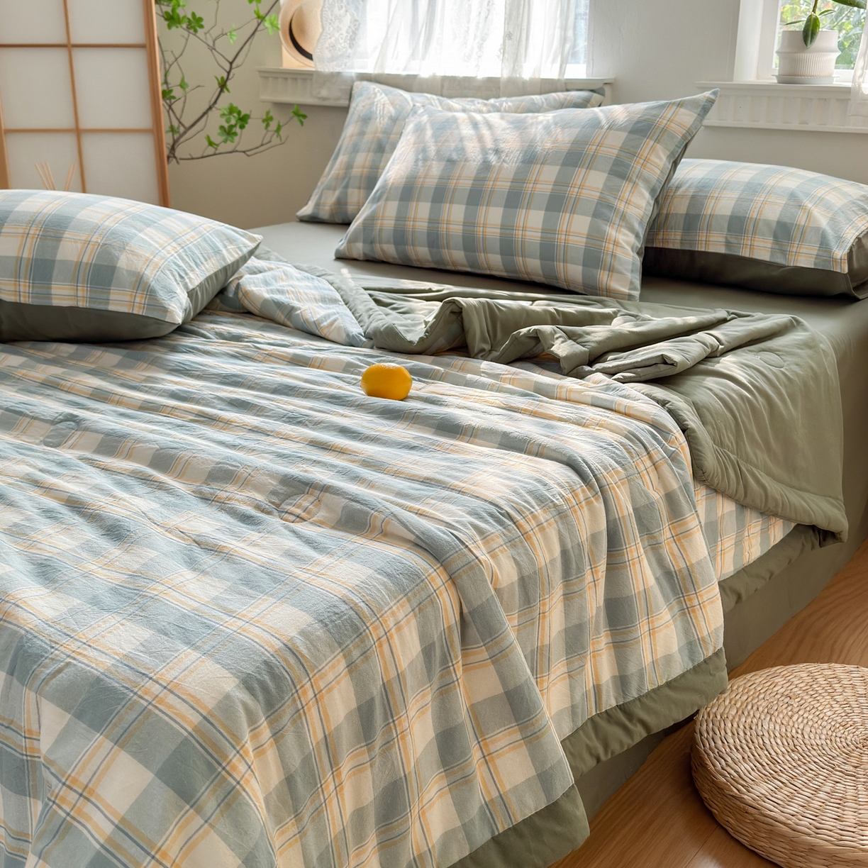 91家纺网 家纺一手货源 找家纺 雯雨家纺 2026新款A类全棉色织里外全棉夏被 遇见兰