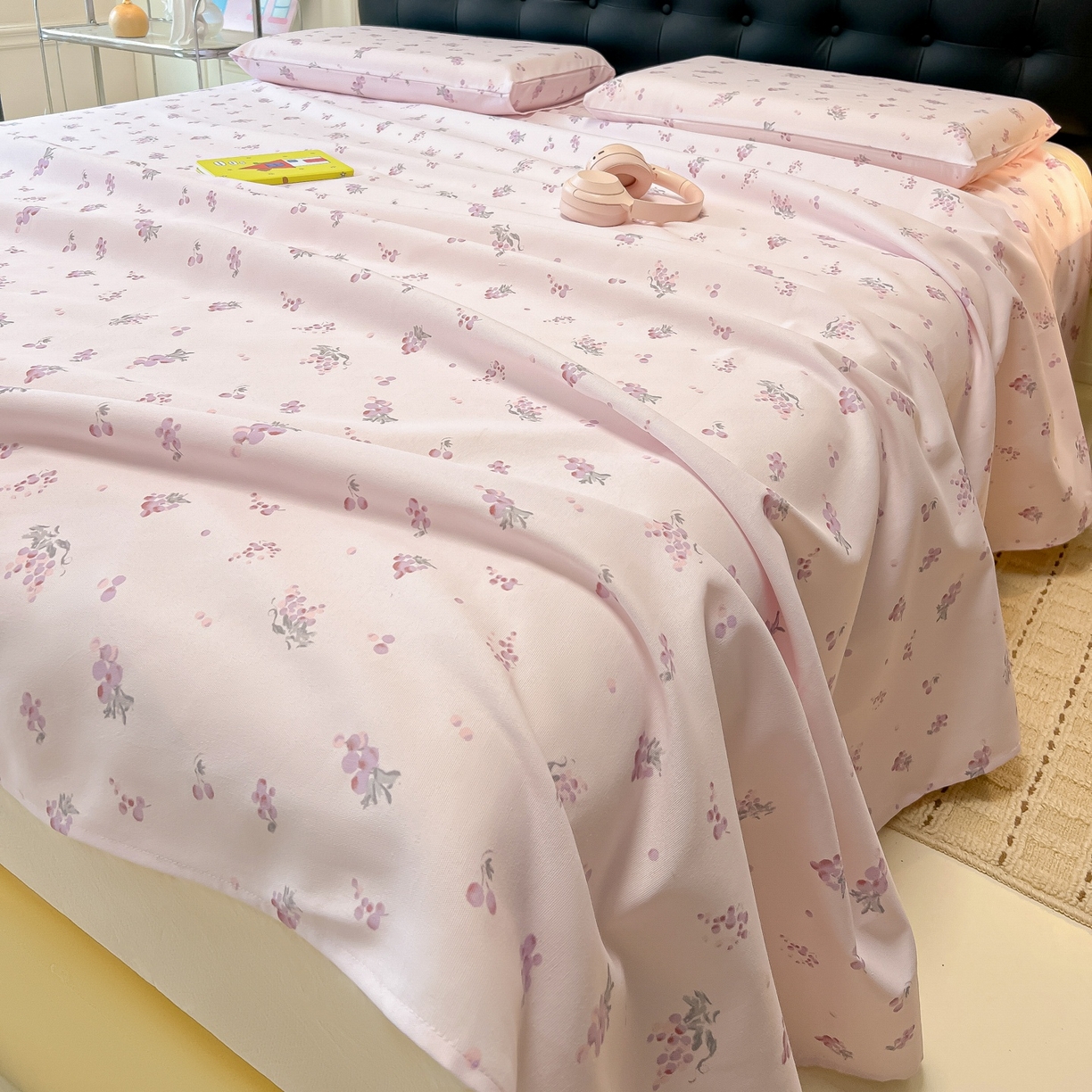 91家纺网 家纺一手货源 找家纺 韩巢家纺 2026新款老粗布床单凉席席子床单单件 葡萄七分甜【老粗布】