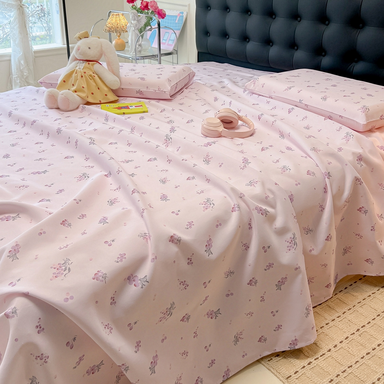 91家纺网 家纺一手货源 找家纺 韩巢家纺 2026新款老粗布床单凉席席子床单单件 葡萄七分甜【老粗布】