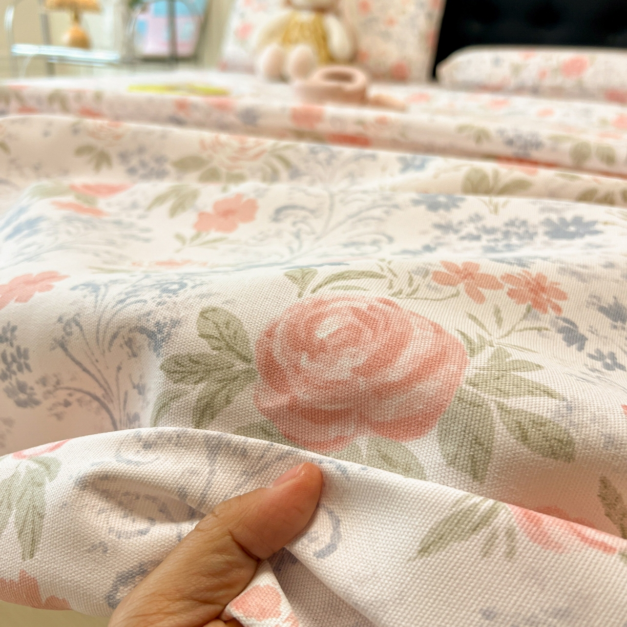 91家纺网 家纺一手货源 找家纺 韩巢家纺 2026新款老粗布床单凉席席子床单单件 蔷薇甜梦【老粗布】