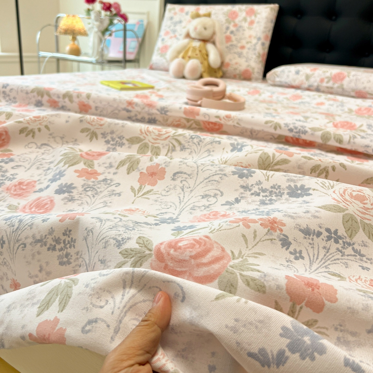 91家纺网 家纺一手货源 找家纺 韩巢家纺 2026新款老粗布床单凉席席子床单单件 蔷薇甜梦【老粗布】