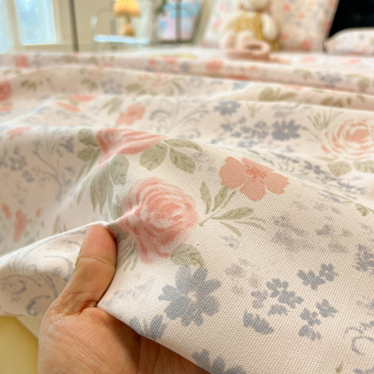 91家纺网 家纺一手货源 找家纺 韩巢家纺 2026新款老粗布床单凉席席子床单单件 蔷薇甜梦【老粗布】