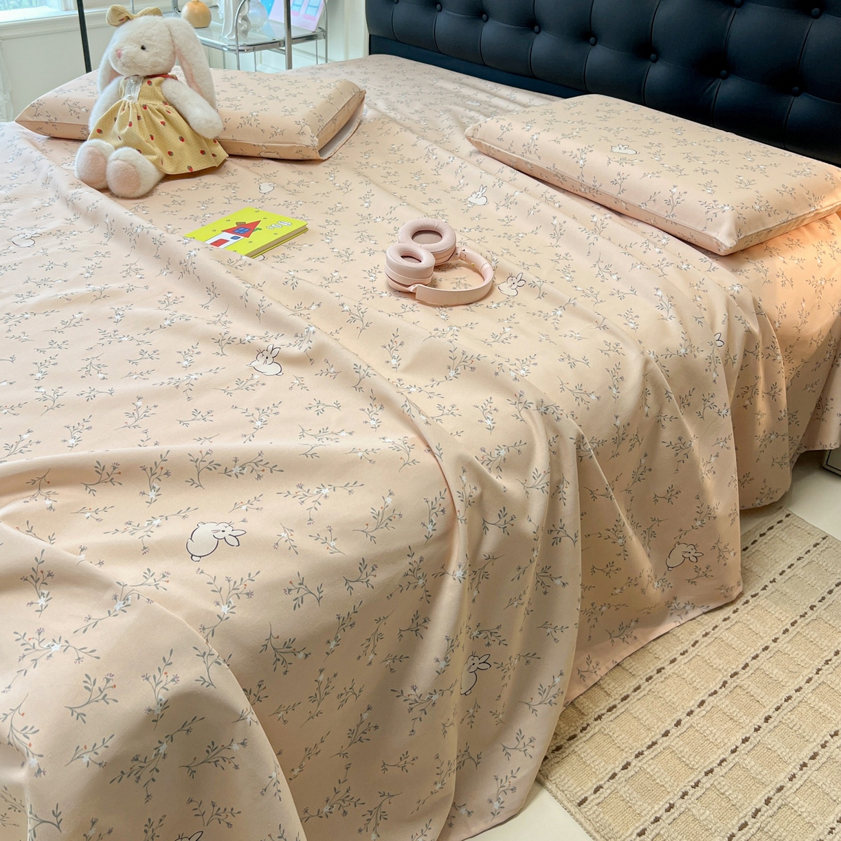 91家纺网 家纺一手货源 找家纺 韩巢家纺 2026新款老粗布床单凉席席子床单单件 森田野园【老粗布】