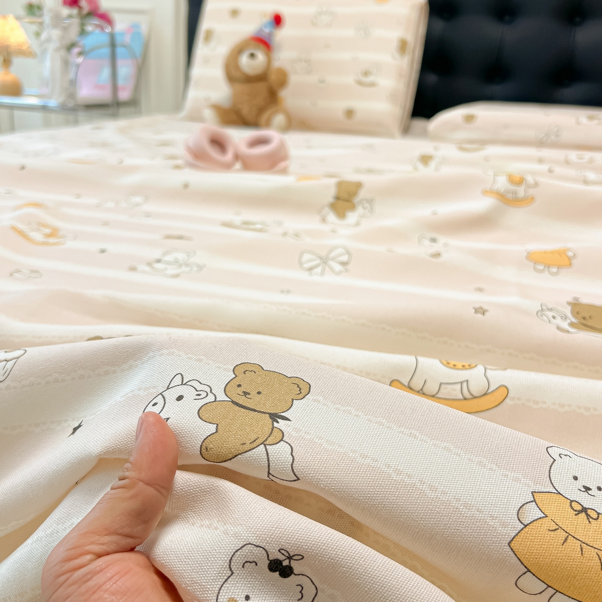 91家纺网 家纺一手货源 找家纺 韩巢家纺 2026新款老粗布床单凉席席子床单单件 童趣小熊【老粗布】