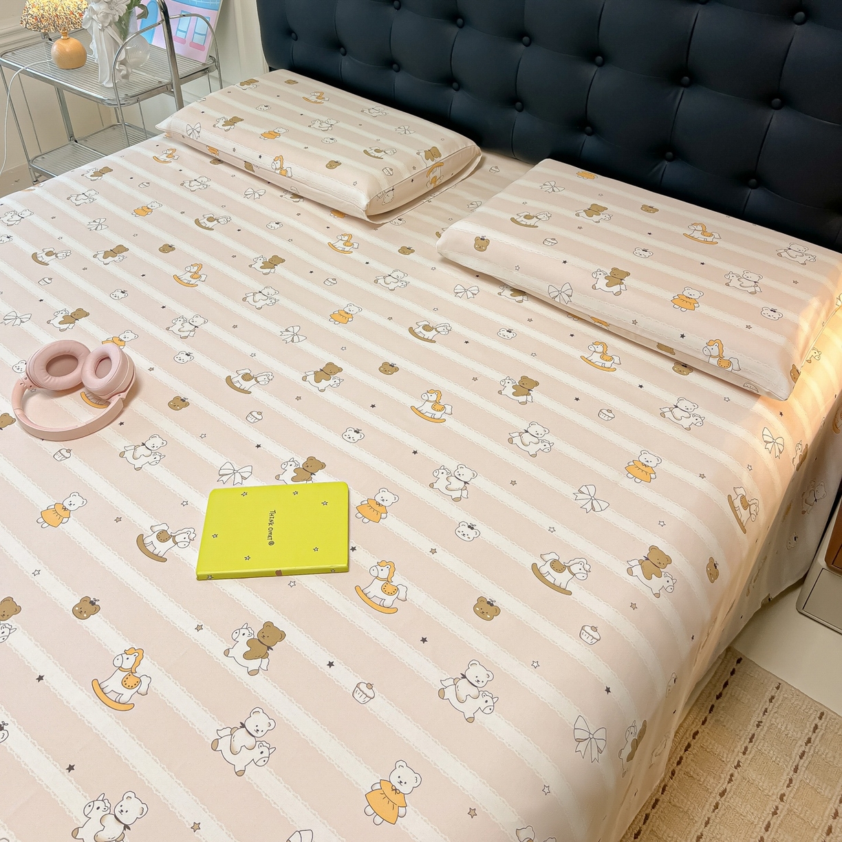 91家纺网 家纺一手货源 找家纺 韩巢家纺 2026新款老粗布床单凉席席子床单单件 童趣小熊【老粗布】