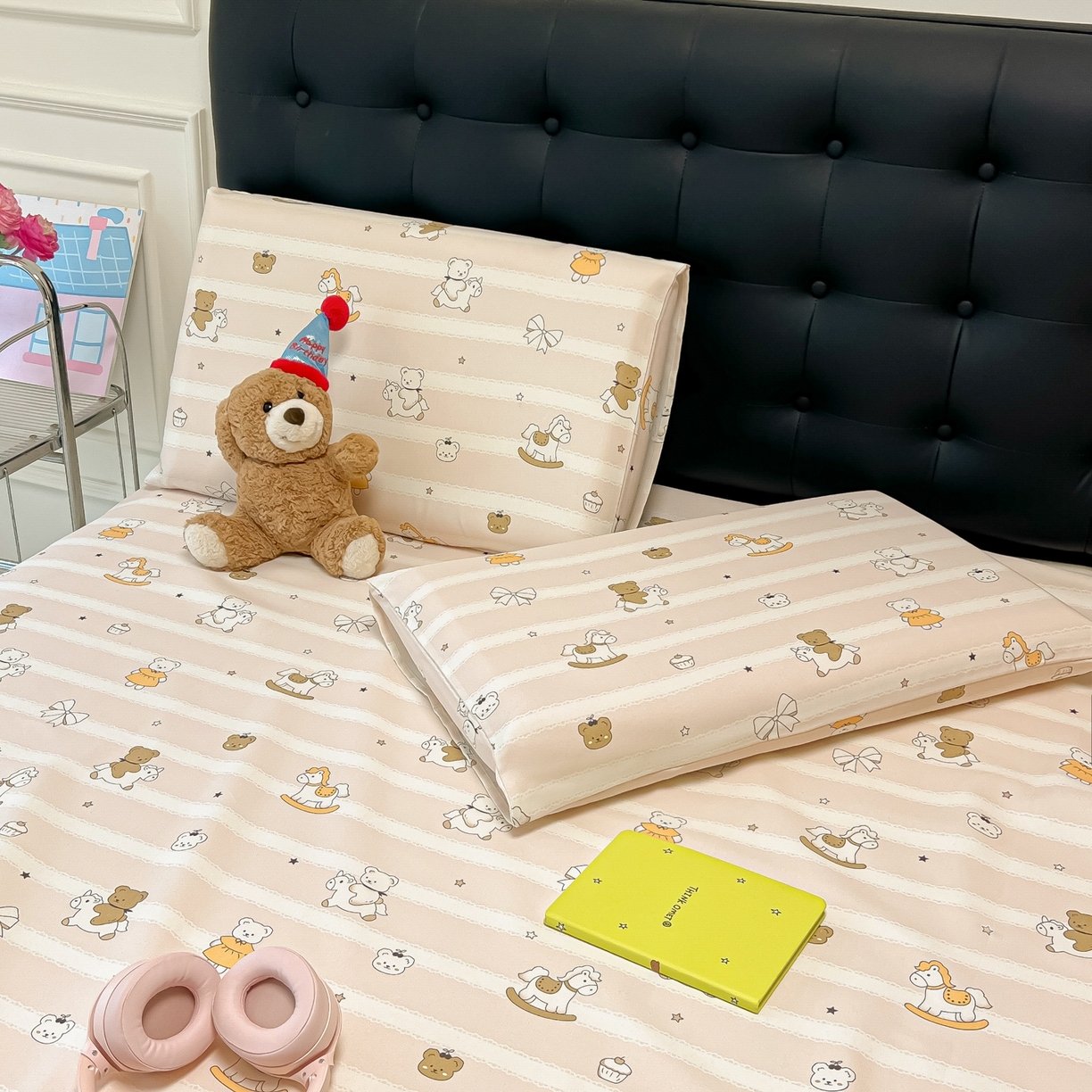 91家纺网 家纺一手货源 找家纺 韩巢家纺 2026新款老粗布床单凉席席子床单单件 童趣小熊【老粗布】