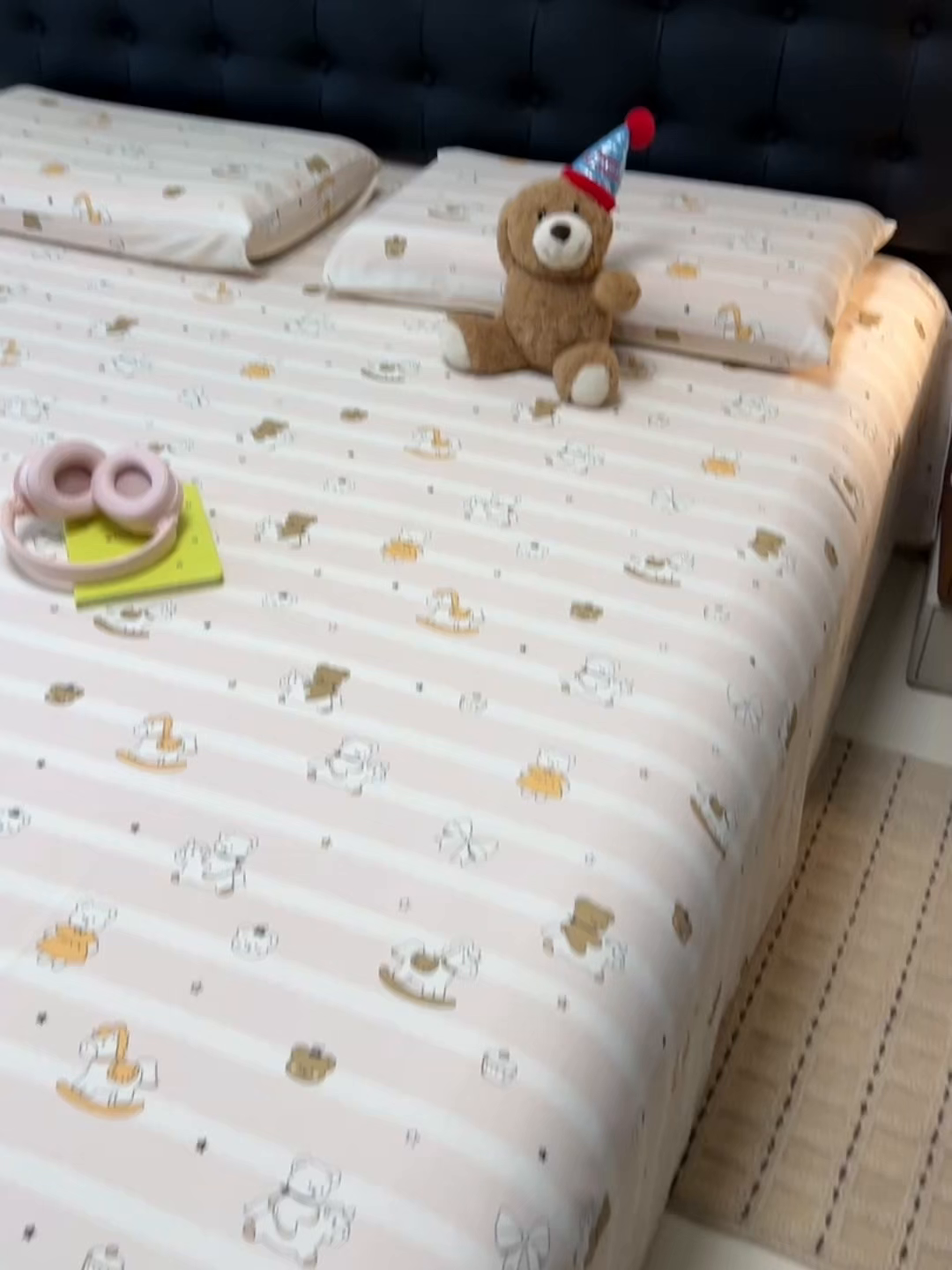 91家纺网 家纺一手货源 找家纺 韩巢家纺 2026新款老粗布床单凉席席子床单单件 童趣小熊【老粗布】