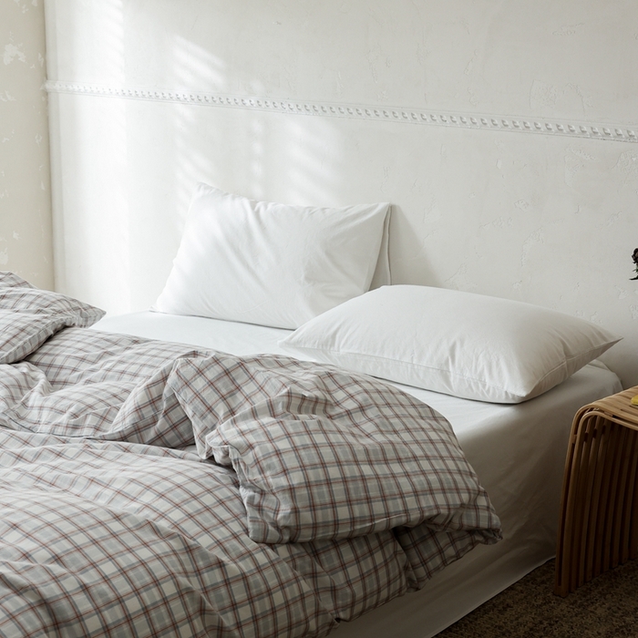 91家纺网 家纺一手货源 找家纺 棉眠 2026新款调色盘水洗棉混搭单品系列-格子单被套 海盐格