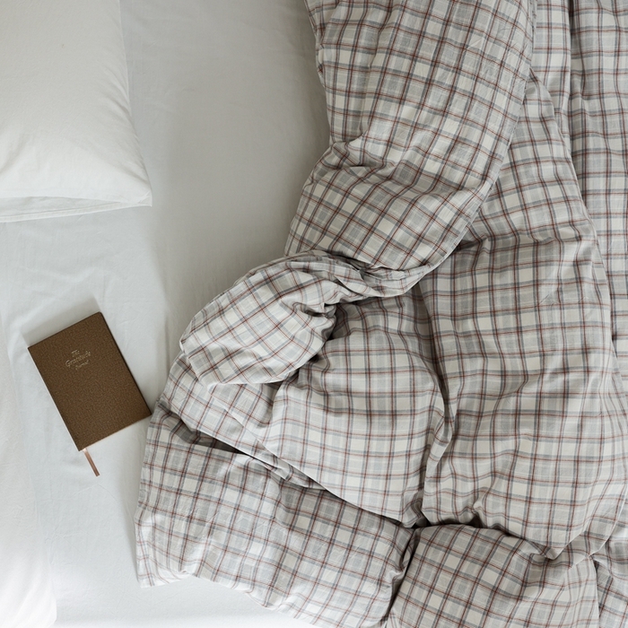 91家纺网 家纺一手货源 找家纺 棉眠 2026新款调色盘水洗棉混搭单品系列-格子单被套 海盐格