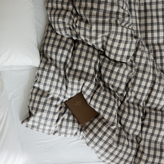 91家纺网 家纺一手货源 找家纺 棉眠 2026新款调色盘水洗棉混搭单品系列-格子单被套 黑白格