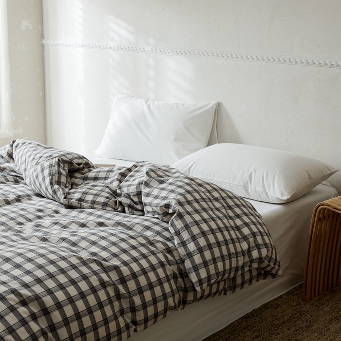 91家纺网 家纺一手货源 找家纺 棉眠 2026新款调色盘水洗棉混搭单品系列-格子单被套 黑白格