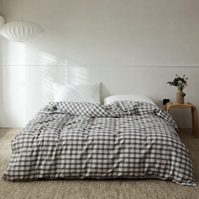 棉眠 2026新款调色盘水洗棉混搭单品系列-格子单被套 黑白格