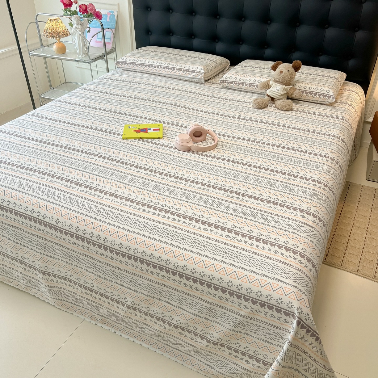 91家纺网 家纺一手货源 找家纺 韩巢家纺 2026新款老粗布床单凉席席子床单单件 逸趣【老粗布】