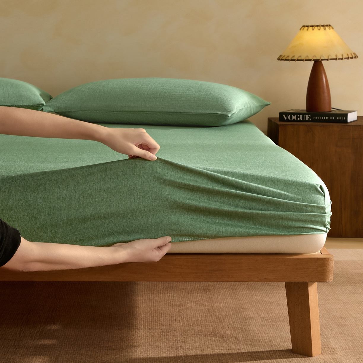 91家纺网 家纺一手货源 找家纺 （总）衿成家纺 2026春夏新款竹纤维床笠凉感纹理感单床笠 床笠单件