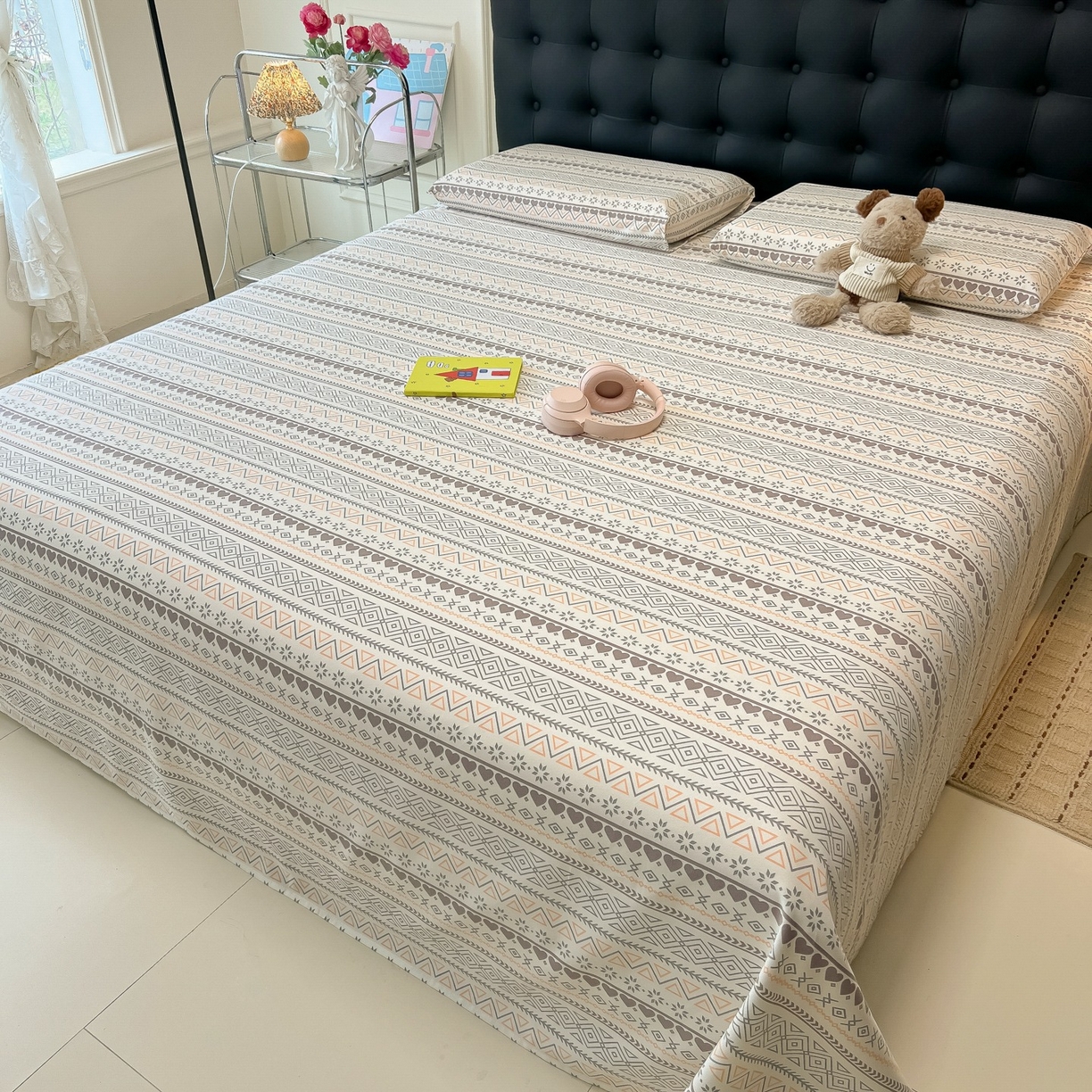 91家纺网 家纺一手货源 找家纺 韩巢家纺 2026新款老粗布床单凉席席子床单单件 逸趣【老粗布】