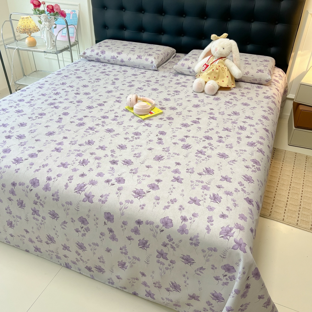 91家纺网 家纺一手货源 找家纺 韩巢家纺 2026新款老粗布床单凉席席子床单单件 幽梦紫【老粗布】