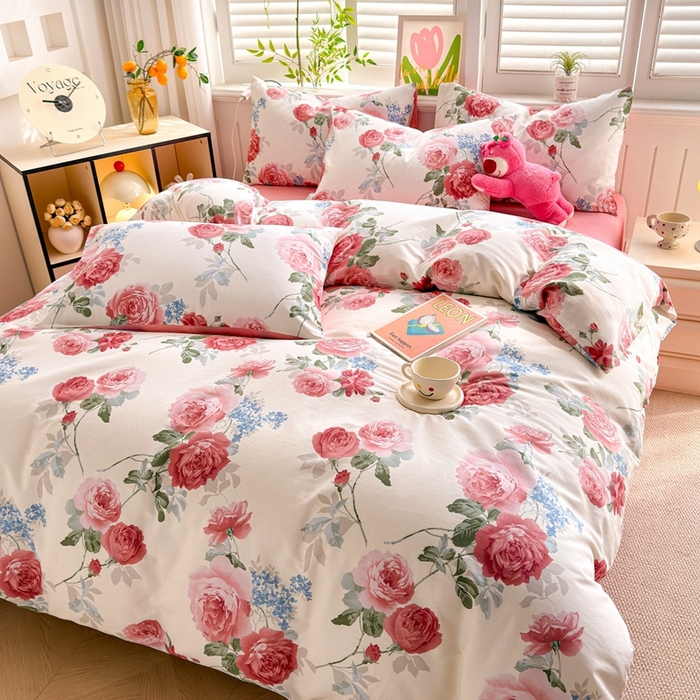 91家纺网 家纺一手货源 找家纺 黛妮雅 2026新款AB版全棉印花单被套床单枕套 送买家秀 花开富贵