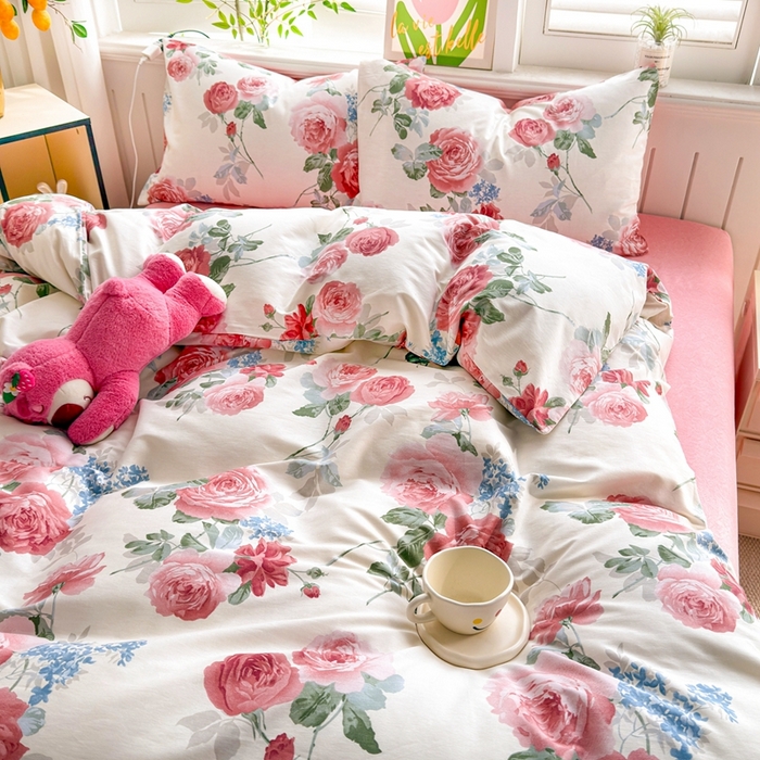 91家纺网 家纺一手货源 找家纺 黛妮雅 2026新款AB版全棉印花单被套床单枕套 送买家秀 花开富贵