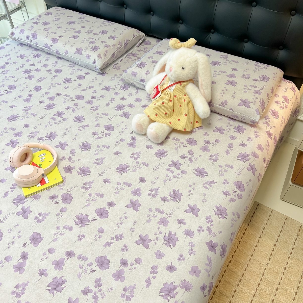 91家纺网 家纺一手货源 找家纺 韩巢家纺 2026新款老粗布床单凉席席子床单单件 幽梦紫【老粗布】