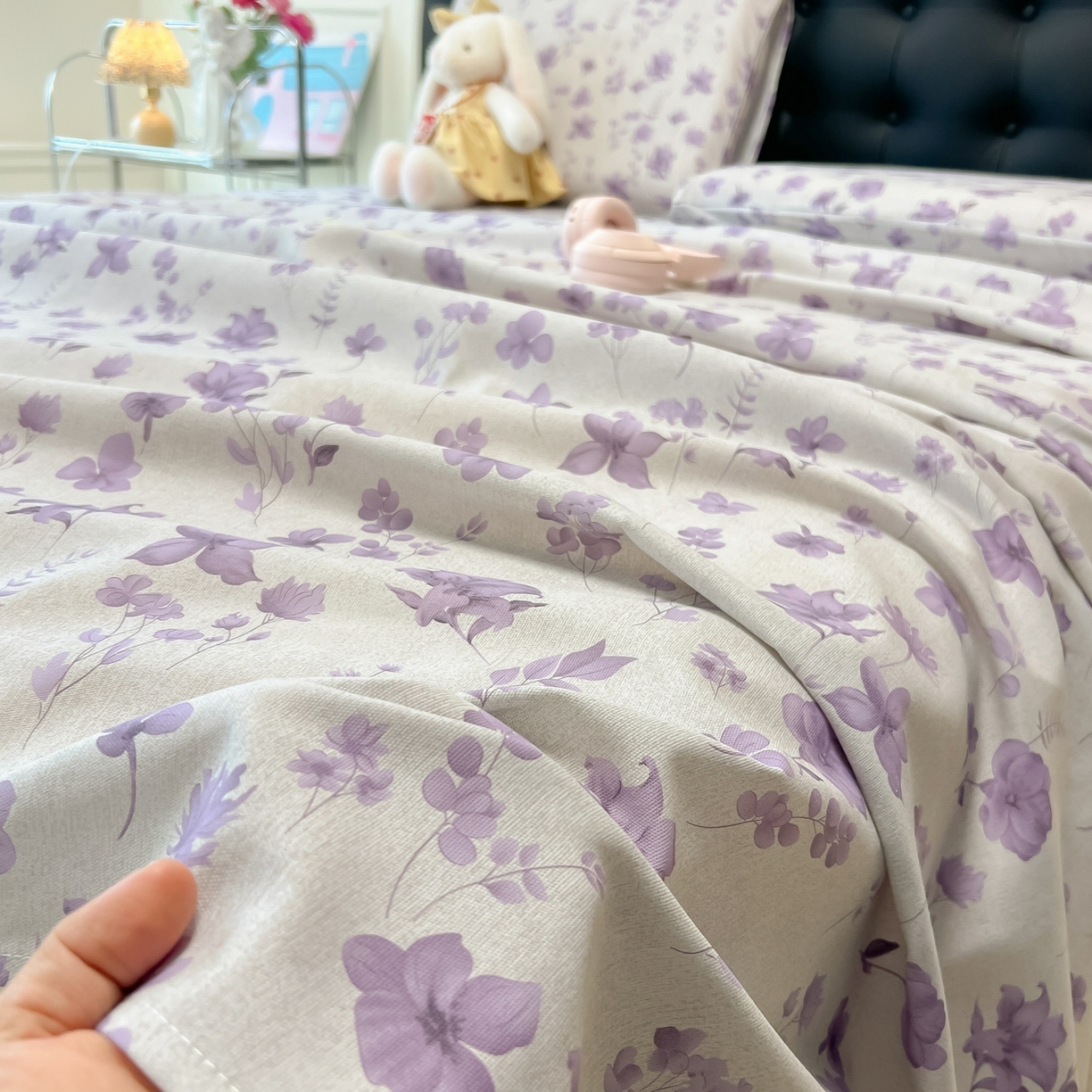 91家纺网 家纺一手货源 找家纺 韩巢家纺 2026新款老粗布床单凉席席子床单单件 幽梦紫【老粗布】