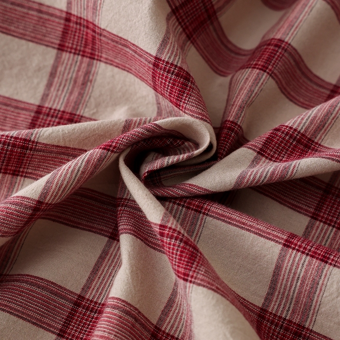 91家纺网 家纺一手货源 找家纺 棉眠 2026新款调色盘水洗棉混搭单品系列-格子单床单 红格