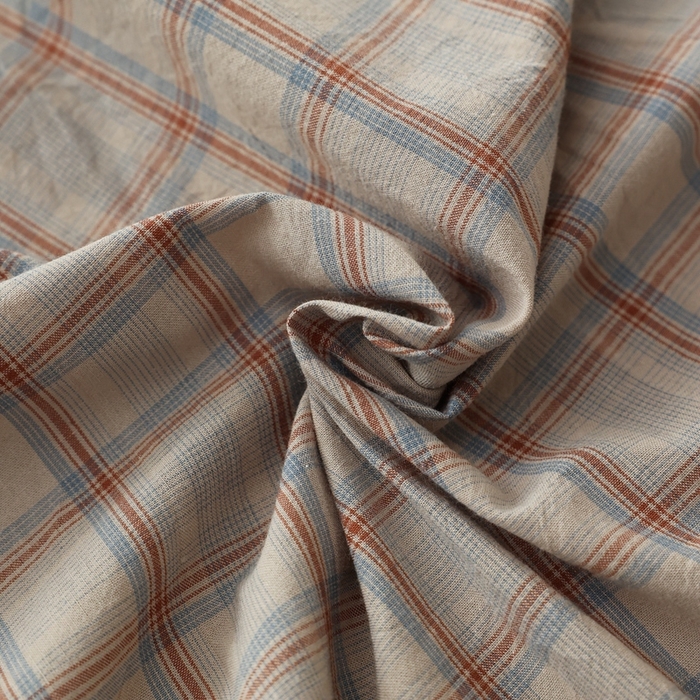 91家纺网 家纺一手货源 找家纺 棉眠 2026新款调色盘水洗棉混搭单品系列-格子单床单 焦糖格