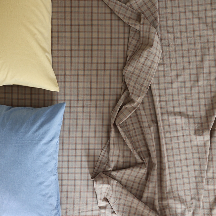 91家纺网 家纺一手货源 找家纺 棉眠 2026新款调色盘水洗棉混搭单品系列-格子单床单 焦糖格