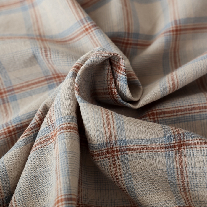 91家纺网 家纺一手货源 找家纺 棉眠 2026新款调色盘水洗棉混搭单品系列-格子单床单 焦糖格