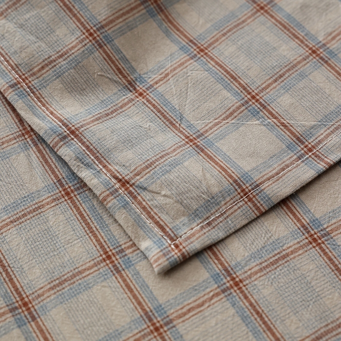 91家纺网 家纺一手货源 找家纺 棉眠 2026新款调色盘水洗棉混搭单品系列-格子单床单 焦糖格