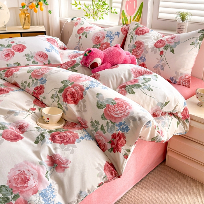 91家纺网 家纺一手货源 找家纺 黛妮雅 2026新款AB版全棉印花单被套床单枕套 送买家秀 花开富贵