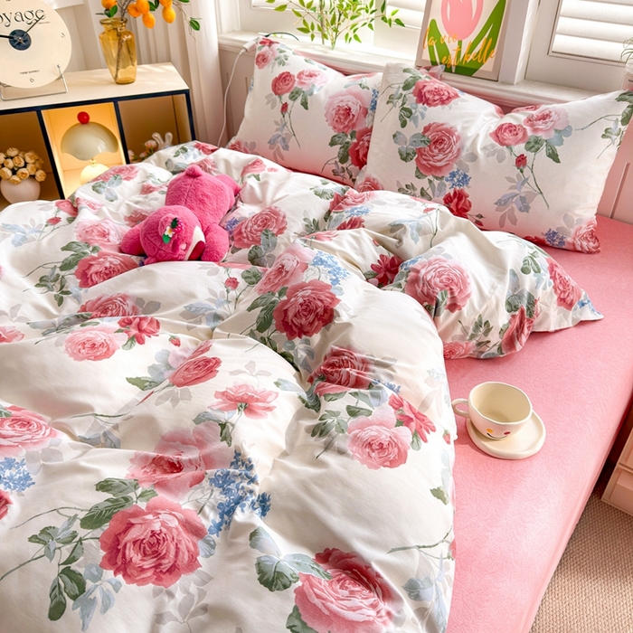 91家纺网 家纺一手货源 找家纺 黛妮雅 2026新款AB版全棉印花单被套床单枕套 送买家秀 花开富贵