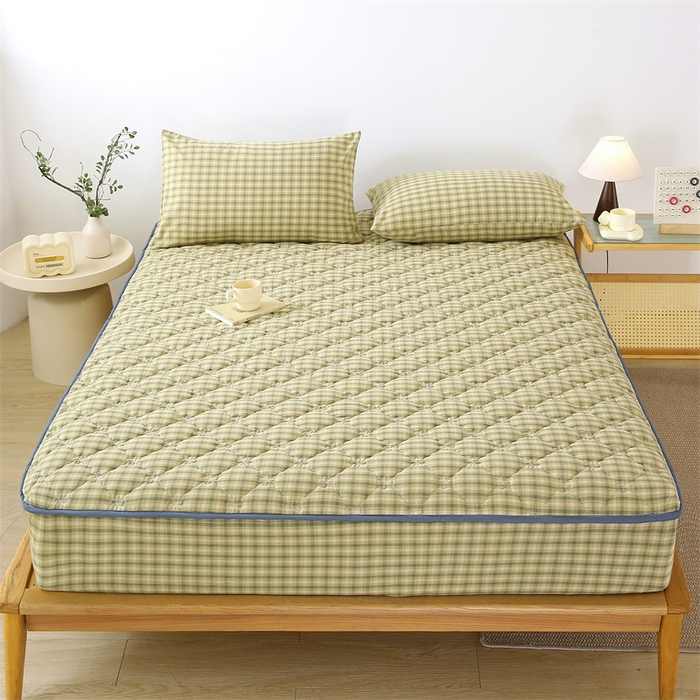 （总）乐逸家纺 2026新款日式100%全棉色织水洗棉夹棉床笠