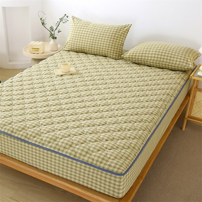 91家纺网 家纺一手货源 找家纺 （总）乐逸家纺 2026新款日式100%全棉色织水洗棉夹棉床笠