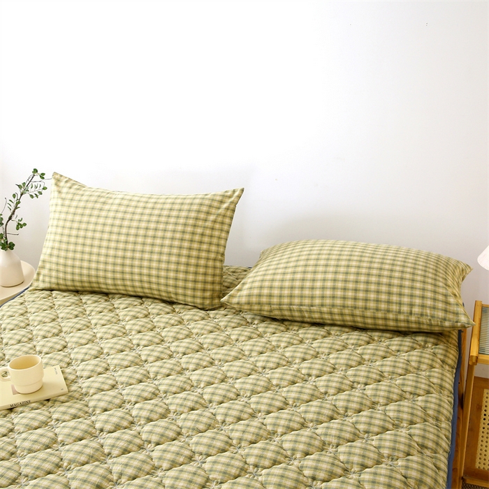 91家纺网 家纺一手货源 找家纺 （总）乐逸家纺 2026新款日式100%全棉色织水洗棉夹棉床笠