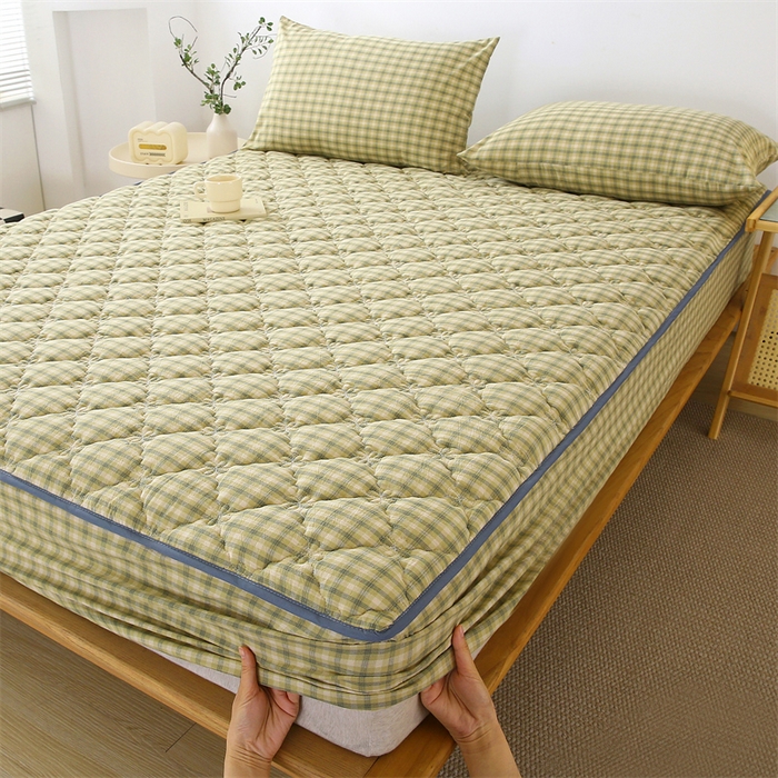 91家纺网 家纺一手货源 找家纺 （总）乐逸家纺 2026新款日式100%全棉色织水洗棉夹棉床笠