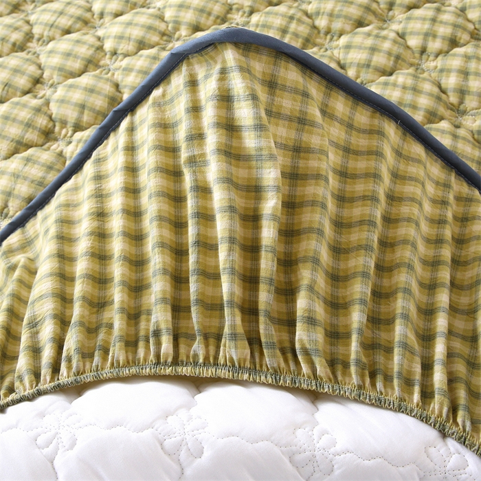 91家纺网 家纺一手货源 找家纺 （总）乐逸家纺 2026新款日式100%全棉色织水洗棉夹棉床笠