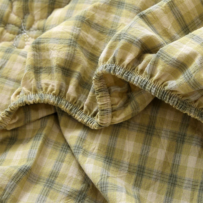 91家纺网 家纺一手货源 找家纺 （总）乐逸家纺 2026新款日式100%全棉色织水洗棉夹棉床笠