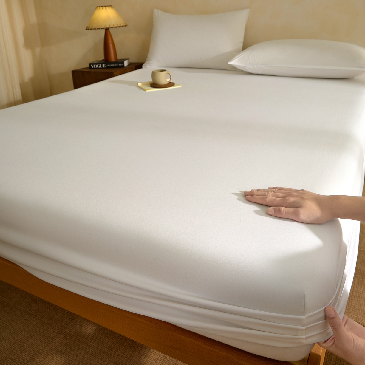 91家纺网 家纺一手货源 找家纺 （总）衿成家纺 2026春夏新款竹纤维床笠凉感纹理感单床笠 床笠单件