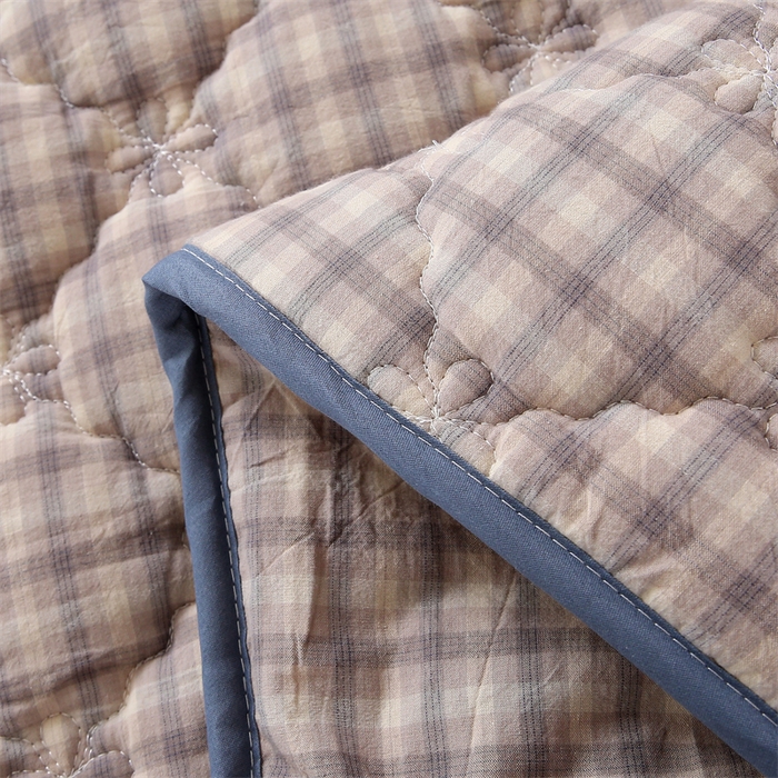 91家纺网 家纺一手货源 找家纺 乐逸家纺 2026新款日式100%全棉色织水洗棉夹棉床笠 日式全棉床笠灰格