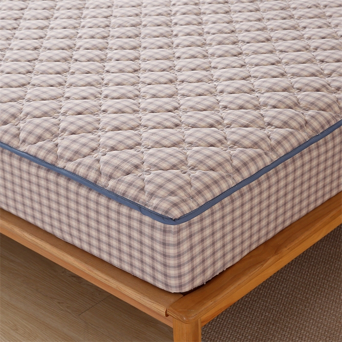 91家纺网 家纺一手货源 找家纺 乐逸家纺 2026新款日式100%全棉色织水洗棉夹棉床笠 日式全棉床笠灰格