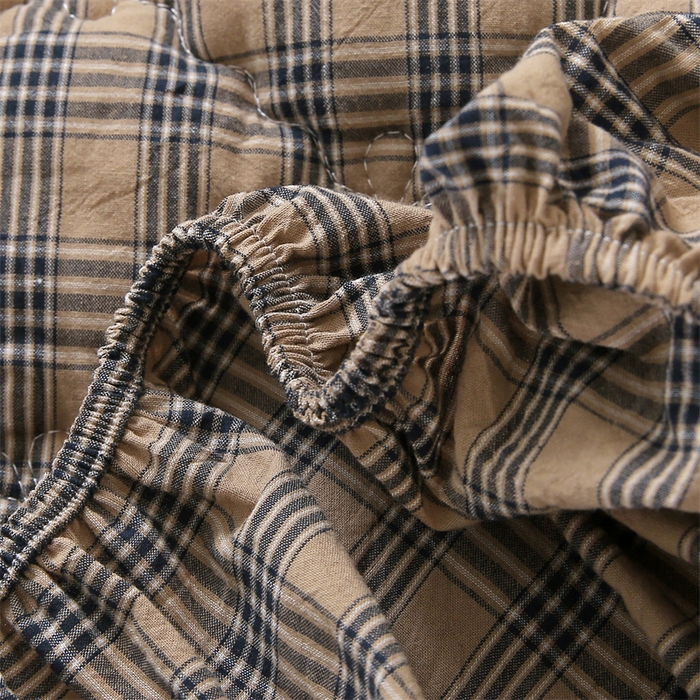 91家纺网 家纺一手货源 找家纺 乐逸家纺 2026新款日式100%全棉色织水洗棉夹棉床笠 日式全棉床笠焦糖咖