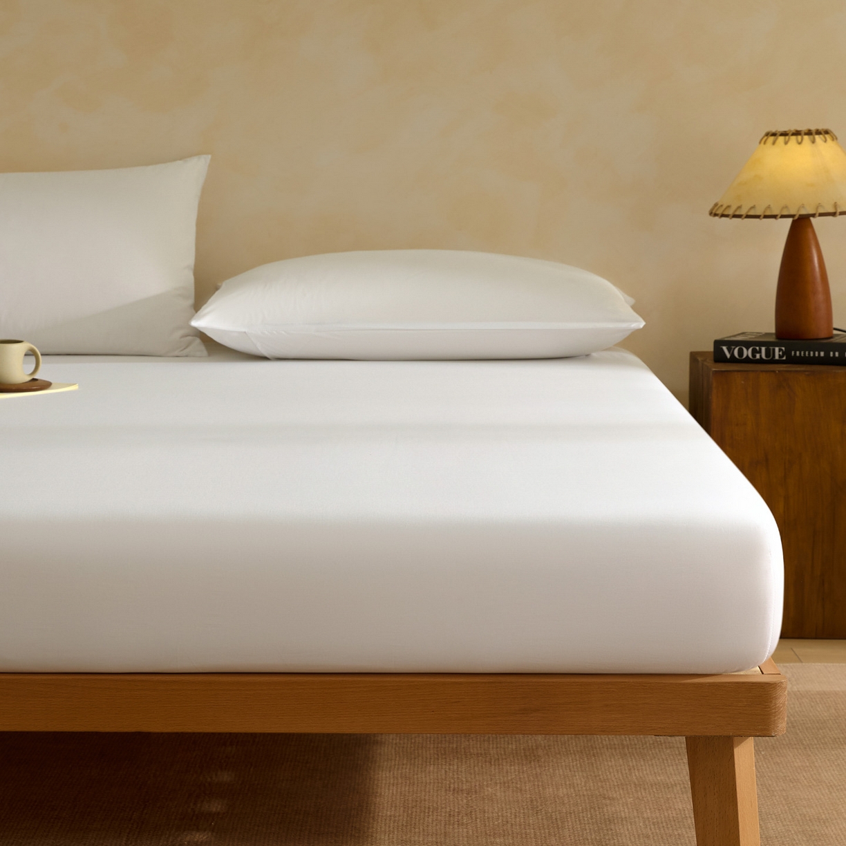 91家纺网 家纺一手货源 找家纺 衿成家纺 2026春夏新款竹纤维床笠凉感纹理感单床笠 床笠单件 竹纤维-白色