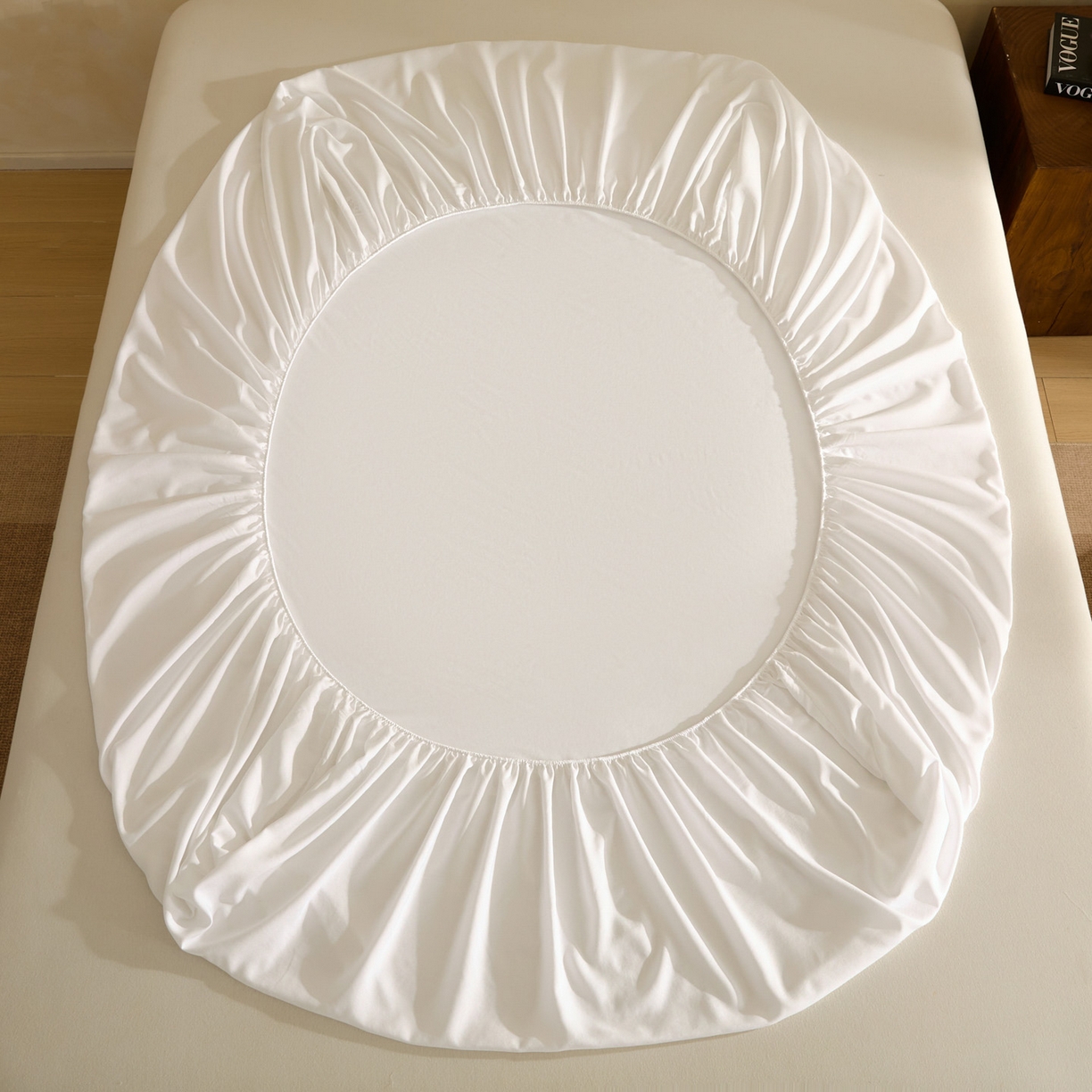 91家纺网 家纺一手货源 找家纺 衿成家纺 2026春夏新款竹纤维床笠凉感纹理感单床笠 床笠单件 竹纤维-白色