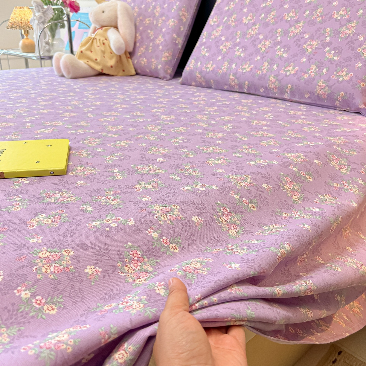 91家纺网 家纺一手货源 找家纺 韩巢家纺 2026新款老粗布床单凉席席子床单单件 紫韵繁花【老粗布】