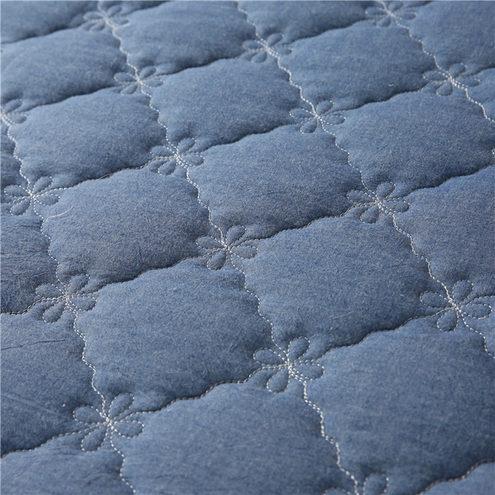 91家纺网 家纺一手货源 找家纺 乐逸家纺 2026新款日式100%全棉色织水洗棉夹棉床笠 日式水洗棉夹棉床笠-牛仔蓝