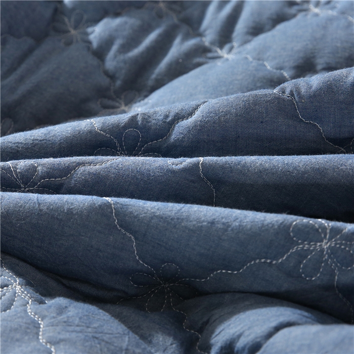 91家纺网 家纺一手货源 找家纺 乐逸家纺 2026新款日式100%全棉色织水洗棉夹棉床笠 日式水洗棉夹棉床笠-牛仔蓝
