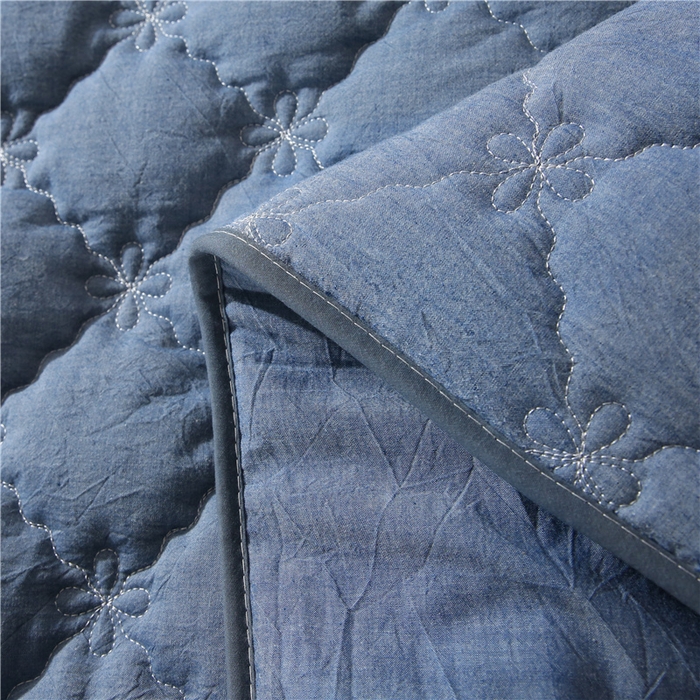 91家纺网 家纺一手货源 找家纺 乐逸家纺 2026新款日式100%全棉色织水洗棉夹棉床笠 日式水洗棉夹棉床笠-牛仔蓝