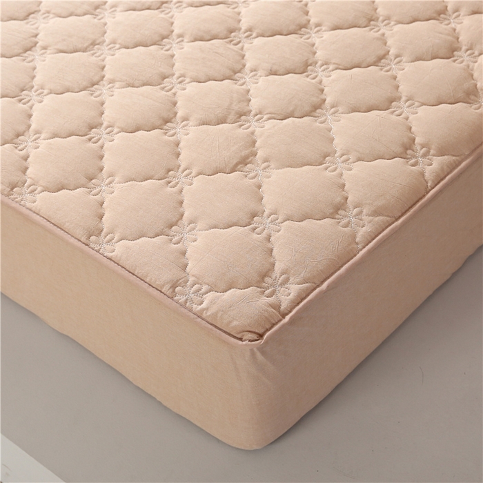 91家纺网 家纺一手货源 找家纺 乐逸家纺 2026新款日式100%全棉色织水洗棉夹棉床笠 日式水洗棉夹棉床笠-浅咖